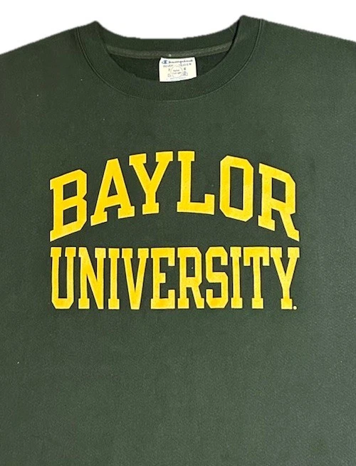 Moletom Vintage Champion Anos 90 Tecido Reverso BAYLOR BEARS Gola Redonda Verde Extra Grande - Imagem 4 de 4