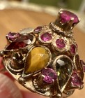 Antique 8K GOLD GEMSTONE PRINCESS HAREM RING RUBY EMERALD CITRINE Sz 5.25, 5g — photo 4