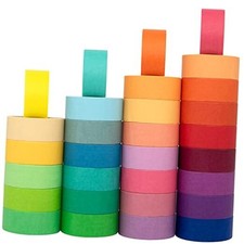 LEOTER 30 Rolls Washi Masking Tape Set, 15mm Wide Colorful Rainbow, Decorative