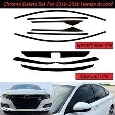 Chrome Delete Glossy Black Front Grill Trims Window Trims For Honda Accord 18-20 Chrome Delete Glossy Black Front Grill Trims Window Trims For Honda Accord 18-20