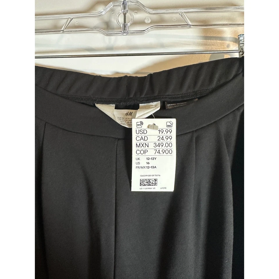 Pantalones H&M Negros Pierna Ancha Niñas Niños Talla 16 Cintura Elástica Informal Cómodos Foto 2 de 3