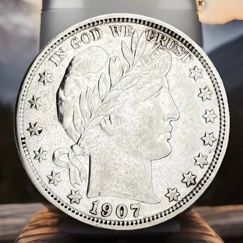 1907o 50 c Barber Half Dollar Choice AU