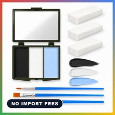 Black White Light Blue Face Paint with Sponge Brush for Halloween Makeup