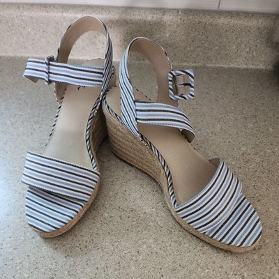 Life Stride Tango Blue Multi Espadrille Wedge Sandals Shoes Size 11M