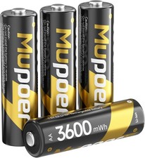 Rechargeable Battery AA Lithium ,4 Count 3600mWh 1.5V Double A Batt 16.89 per battery