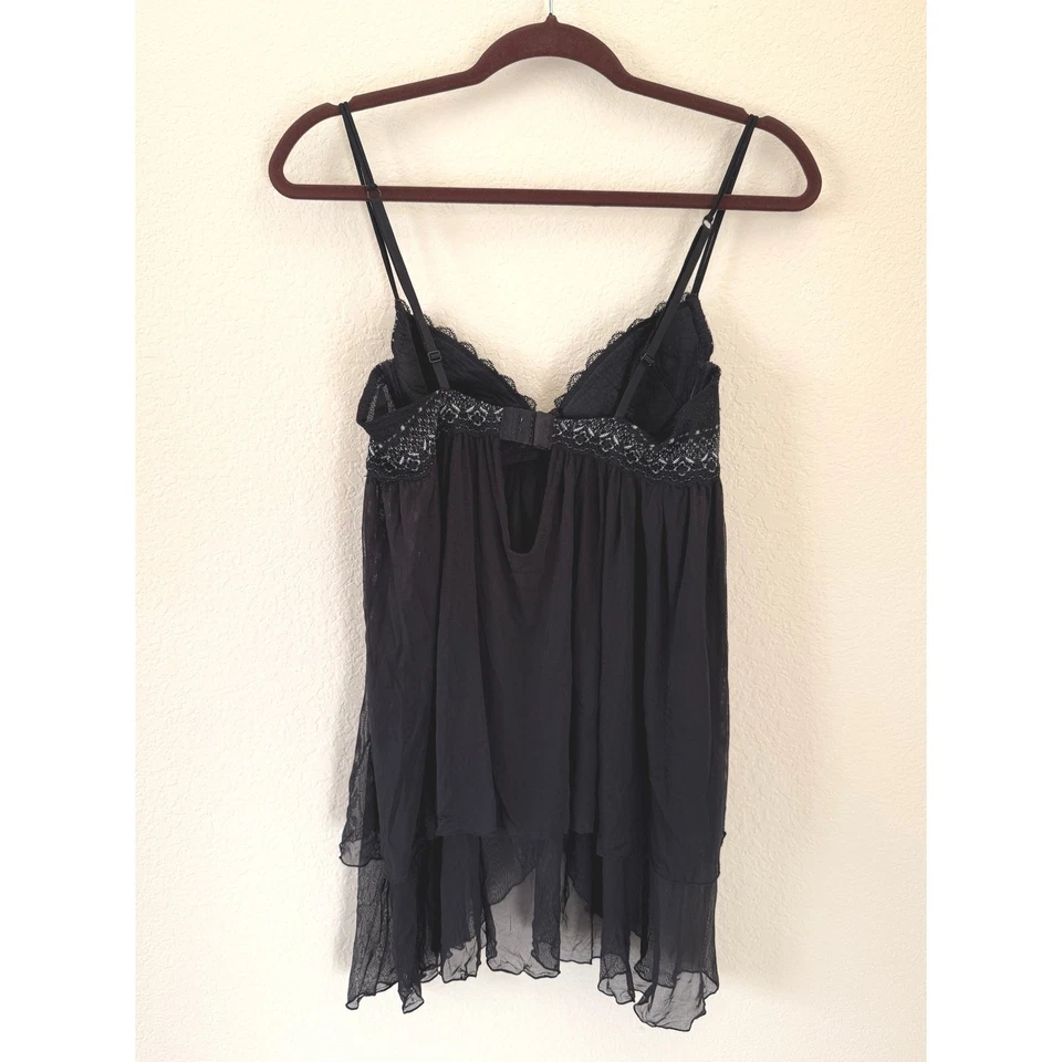 Camisón para mujer Cosabella negro con ribete de encaje Babydoll Chemise talla XS Whimsigoth Foto 2 de 4
