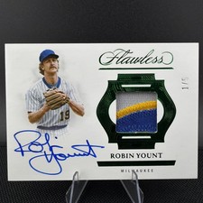 ROBIN YOUNT 2025 FLAWLESS PRIME PATCH AUTOGRAPH EMERALD AUTO HOF 1/5