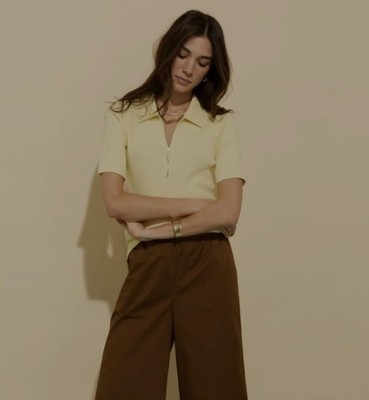 BAUKJEN Ivy Organic Zip Collar TOP. Butter Yellow. Size UK 12. UVP 65£ *top*