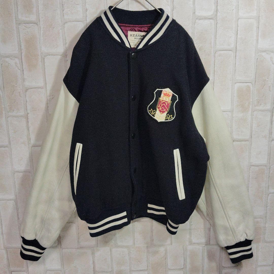 Design stadium jacket leather black patch embroid… - image 2
