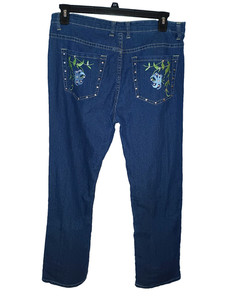 Gocass Embroidered Floral Denim Blue Jeans 14