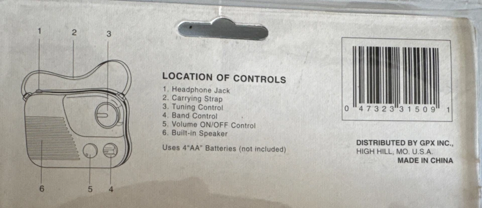 Vintage Sports GPX AM FM Portable Radio Model A315 Water Resistant - Brand New - Image 3 of 3