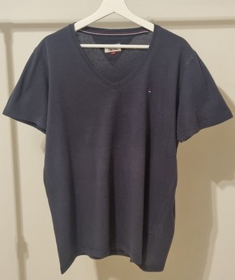 HILFIGER DENIM blaues Shirt  V-Ausschnitt Größe XL