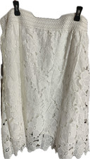 Pretty Pink White Lace Skirt Elastic Waist Romantic Feminine Lined Size 2X