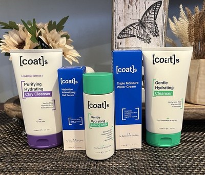 [coat]s Clay Cleanser, Hydrating Cleanser, Water Cream, Toning Milk, Gel Serum.
