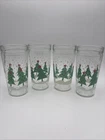 Set Of 4 VTG Anchor Hocking Jelly Jar Christmas Trees 6” Drinking Glass Tumbler
