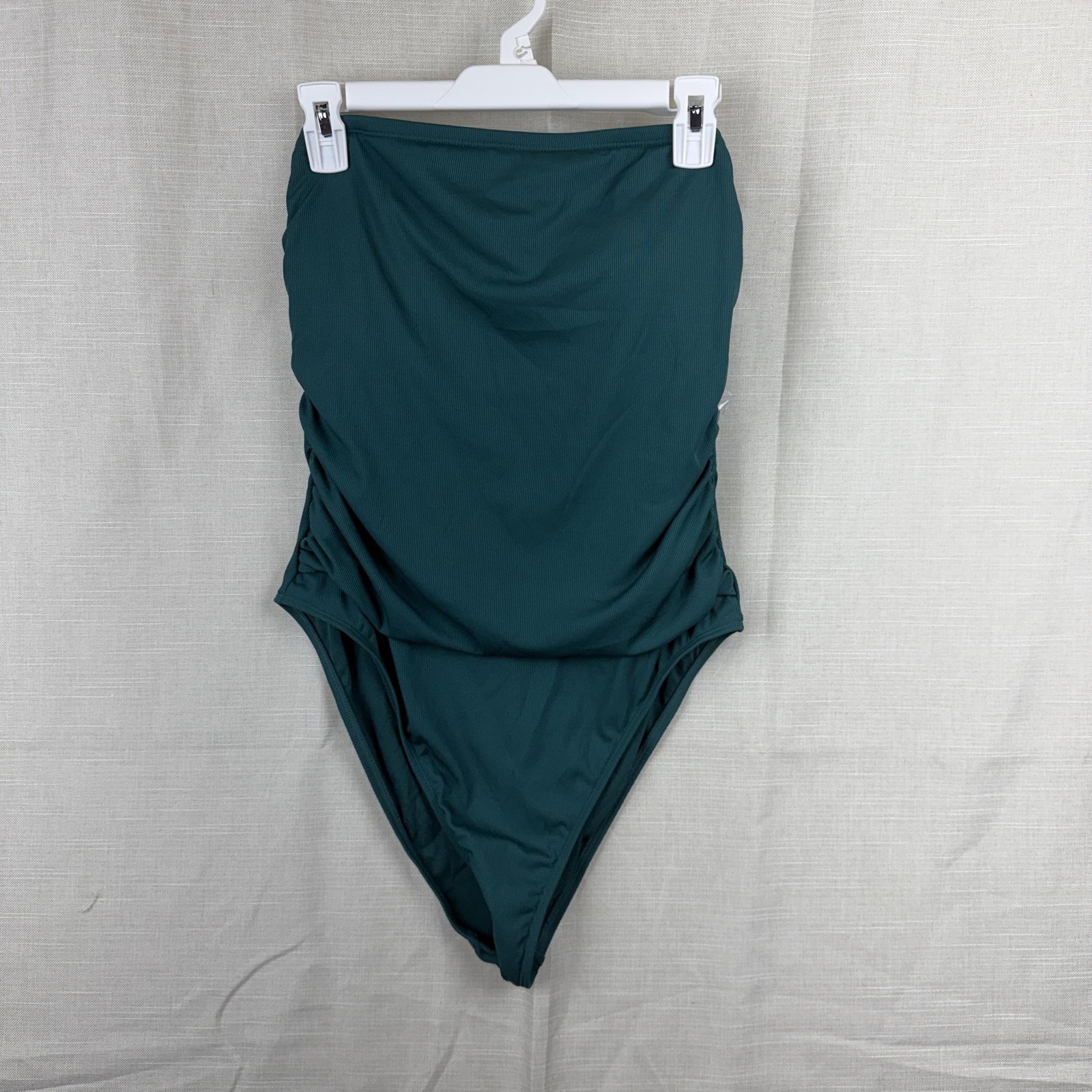 Shade & Shore Swimsuit Womens XL 16 Green Bandeau High Leg Cheeky One Piece NWT