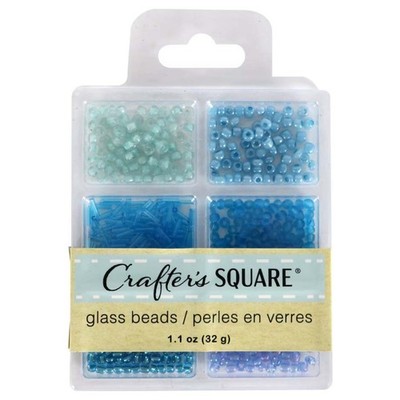 Crafters Square Blue Aqua Glass Bead Set Craft Jewelry Making Fast Ship