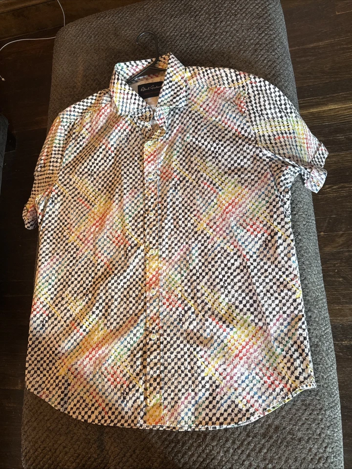 Robert Graham Colorful Abstract Modern Americana Men’s XXL 2XL Button Down - Image 4 of 4