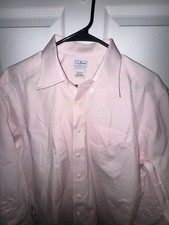 LL Bean Dress Shirt 15 1/2-33 Pink Wrinkle Resistant Traditional Fit Cotton
