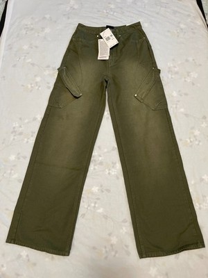 Air Jordan x Travis Scott Cargo Pants Women's 4 Green Denim Pockets FD9119-325