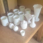 Fenton Milk Glass White Hobnail Decorative Vases Collection Glossy Textured