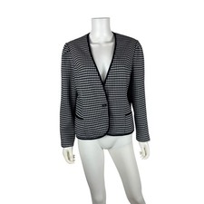 Vintage 80s Houndstooth Blazer Womens Large Black  White Single Button Jacket