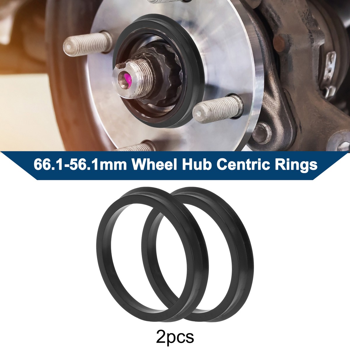 OD 66.1mm to ID 56.1mm Car Wheel Hub Centric Rings Black
