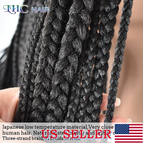 Swiss Lace Front Cornrow Women Long Wig Lightweight Kanekalon Box Braided Hair - Picture 6 of 50