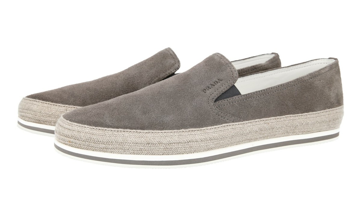 PRADA Suede St.Tropez Slip-On Sneakers Espadrilles Grey  display picture 1