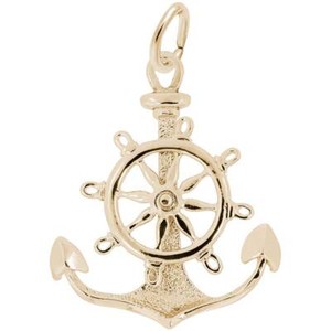 Authentic Gold-Plated Sterling Silver Anchor,Wheel Charm by Rembrandt