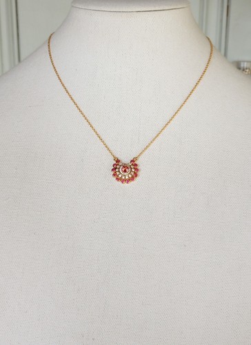 Morro Redondo Pink Tourmaline Ruby Zircon .925 Gold Vermeil Pendant Necklace - Picture 16 of 24