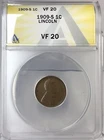 1909-S 1C Lincoln Cent ANACS VF20 #