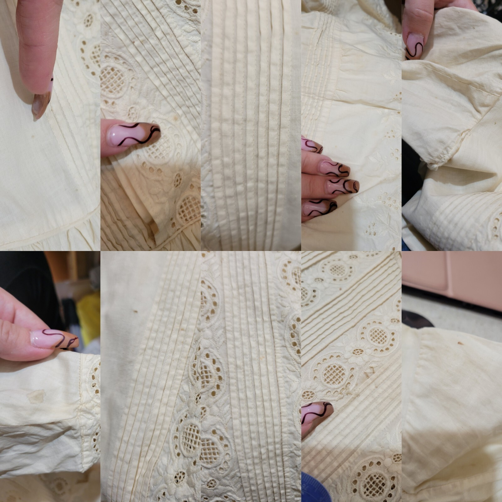 Antique Vintage Victorian Kids Dress Heavily Detailed Embroidered Ruffle Tiered image 8