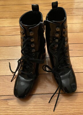 Anne klein Boots Black Lace Up Wedge Bottoms Size