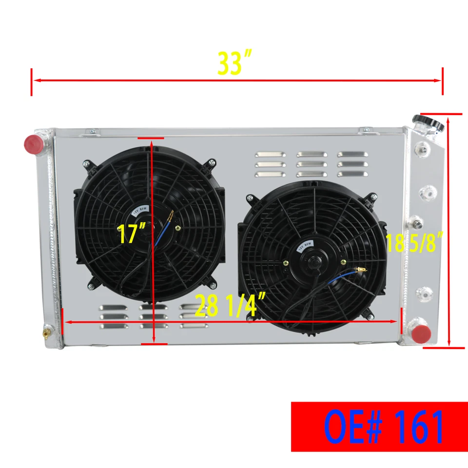Ventilador de cubierta de radiador CC161 4 filas para 71-90 Chevy Caprice G-BODY 70-77 Monte Carlo Foto 3 de 4