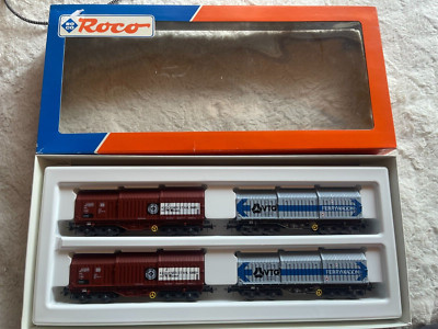 Roco H0 AC 44042 Güterwagen-Set 4-teilig Teleskophaubenwagen der DB   NEU + OVP