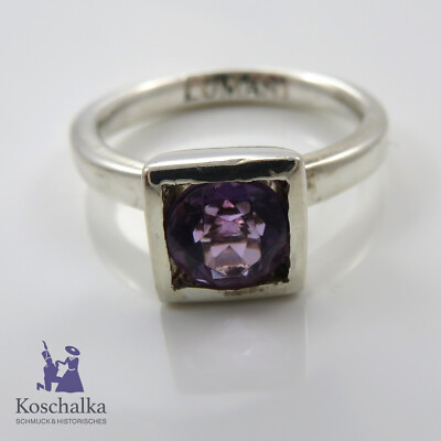 Designer Lumani 925 Silber Ring mit Amethyst, Gr. 52 (E2887)