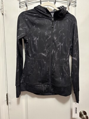 $68 NWT RBX Active Lightweight Woven Running Black Jacket Zip