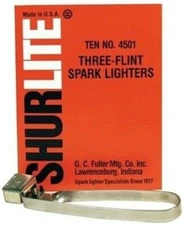 10 pcs Shurlite Three Flint Spark Lighter 4501  High Tensile Galvanished Steel