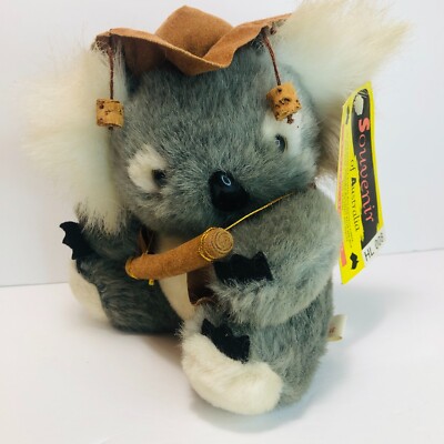 KOALA PLUSH STUFFED ANIMAL Harwil Melbourne 6 in Hat and Vest Australia Souvenir