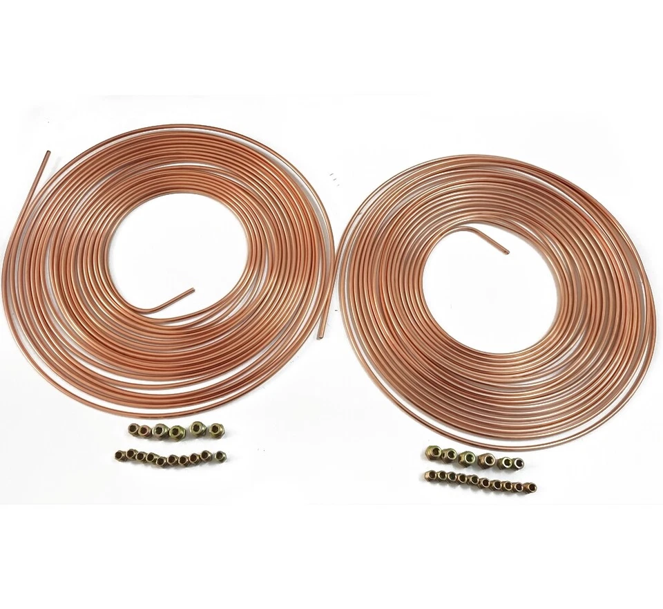 50 Ft. Roll Of 3/16” Tube Kit Copper-Coat Brake Line Tubing 32 Fittings (2 Sets) - Image 4 of 4