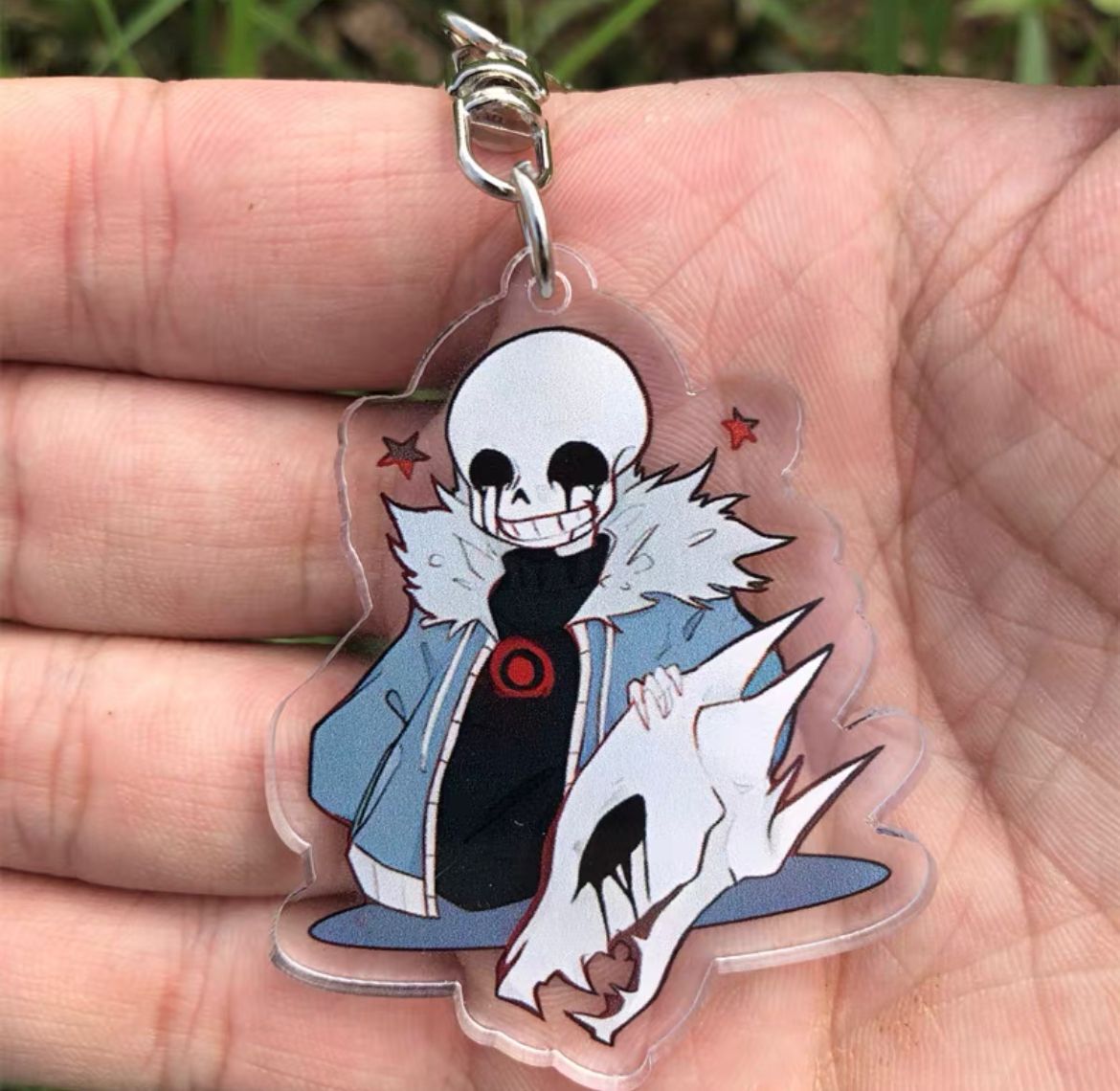 Anime Undertale Sans Papyrus Killer Horror Dust Fell Keychain Cosplay  Acrylic Key Chain Pendant Keyring Props