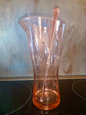 Glaskaraffe Glaskrug Wasserkrug 1 Liter - very stylish! Mid Century hand made