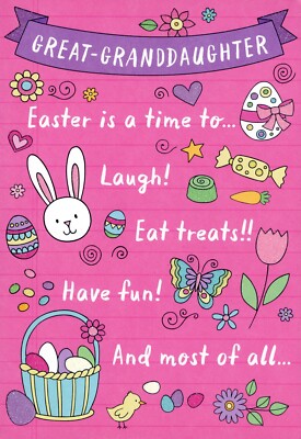 Loving HAPPY EASTER Card FOR GREAT-GRANDDAUGHTER, Laugh Eat Fun by Hallmark + 