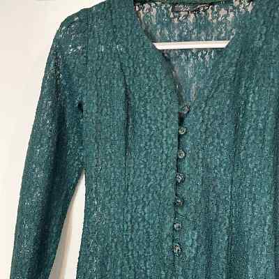 Vintage 90s all that jazz emerald green lace long sleeve midi dress women small | eBay Vintage 90s all that jazz emerald green lace long sleeve midi dress women small | eBay