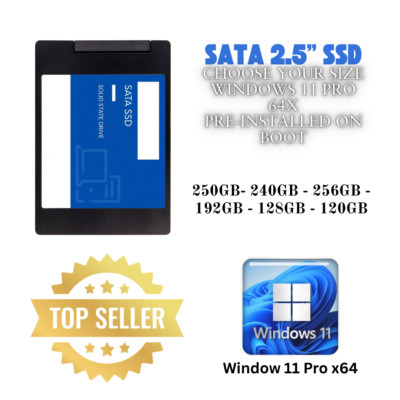1TB SSD 2.5'' SATA Hard Drive for Laptop with Windows 11 pro 64 Pro Pre-installed