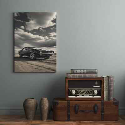 Vintage Chevy Art Luxury Car Under Cloudy Sky Wall Art Canvas Unframed Print Art