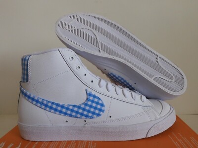 MENS NIKE BLAZER MID '77 ''GINGHAM'' WHITE-UNIVERSITY BLUE SZ 9 [FD9163-100]