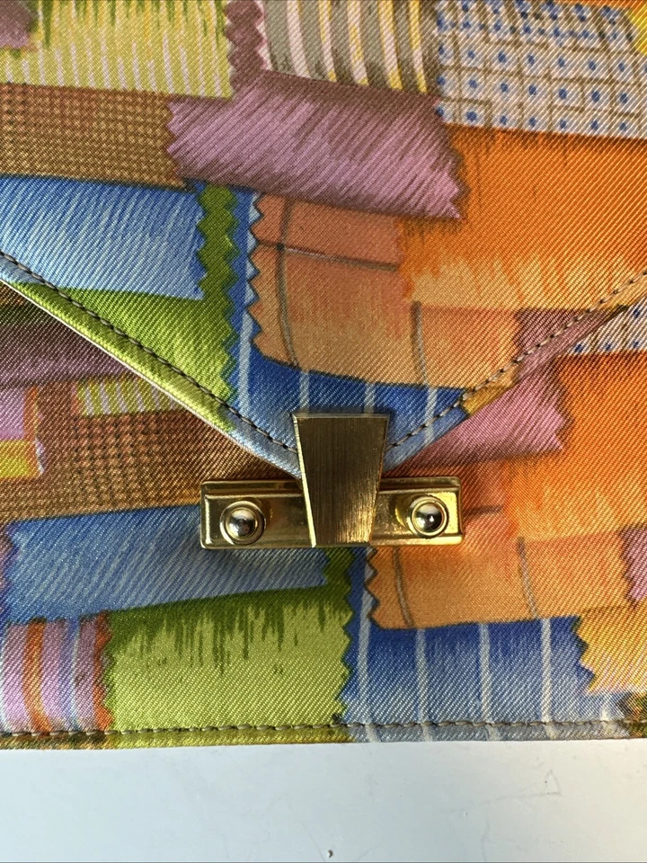 Bolso LENNOX vintage años 60 lino/tela retazos monedero interior 'raro' SH-30 Foto 2 de 4