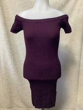 FOREVER 21 Off the Shoulder |Short Sleeve Maroon Fitted Dress | Size Small